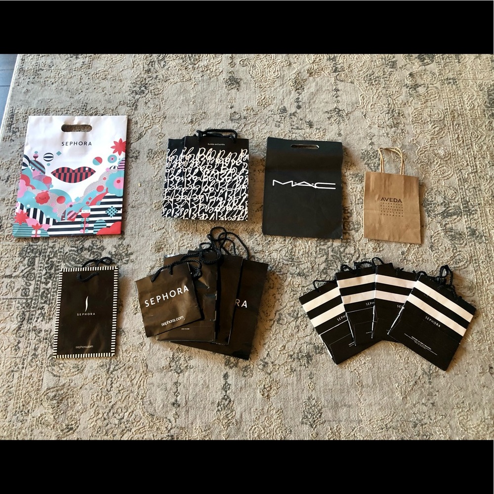 Lot of Sephora and other beauty shopping bags